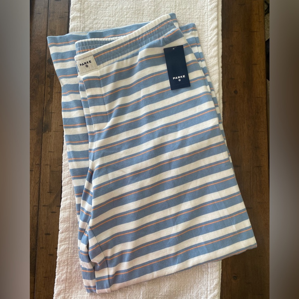 Parke Striped Lounge Pants in Blue, White & Peach